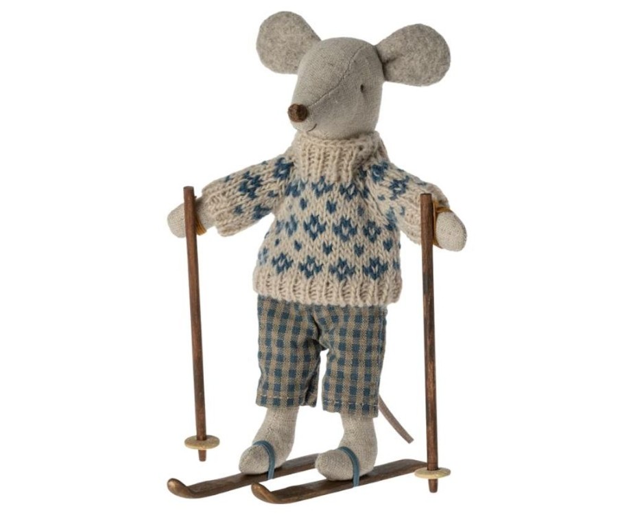 Children Maileg | Maileg Winter Mouse With Ski Set, Big Brother