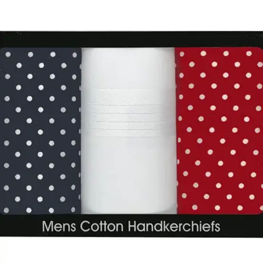 Wear British Isles | Men'S Polka Dot Patterns Boxed Cotton Handkerchiefs