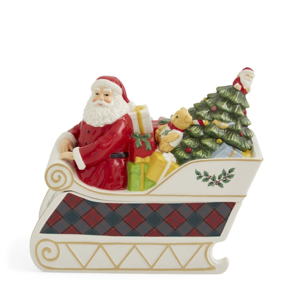 Decor Spode Storage Jars | Spode Christmas Tree Santa In Sleigh Cookie Jar