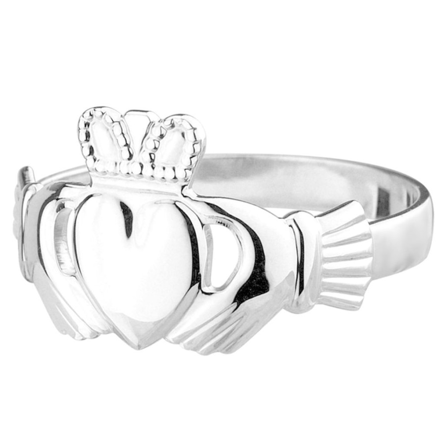 Wear Galway Crystal Rings | Galway Crystal Gents Sterling Silver Claddagh Ring, Size 11.5