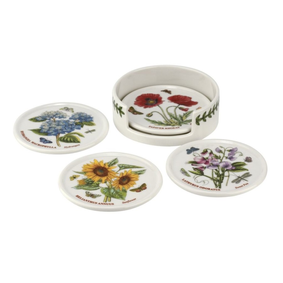 Tabletop Portmeirion | Portmeirion Botanic Garden Set Of 4 Ceramic Coasters With Holder