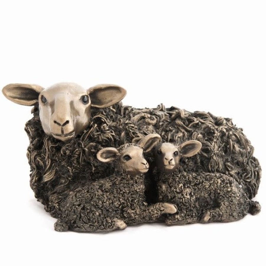 Decor Frith Sculpture Home Accents | Frith Ewe With Twin Lambs Bronze Sculpture Vb029