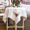 Tabletop April Cornell | April Cornell Poinsettia Embroidered Tablecloth Tea Cloth 36" X 36"