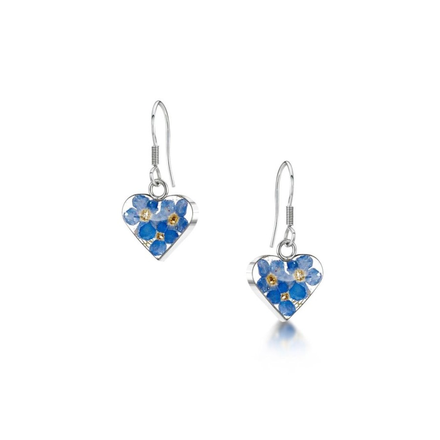 Wear Shrieking Violet Earrings | Shrieking Violet Forget-Me-Not Heart Silver Drop Earrings Fe02