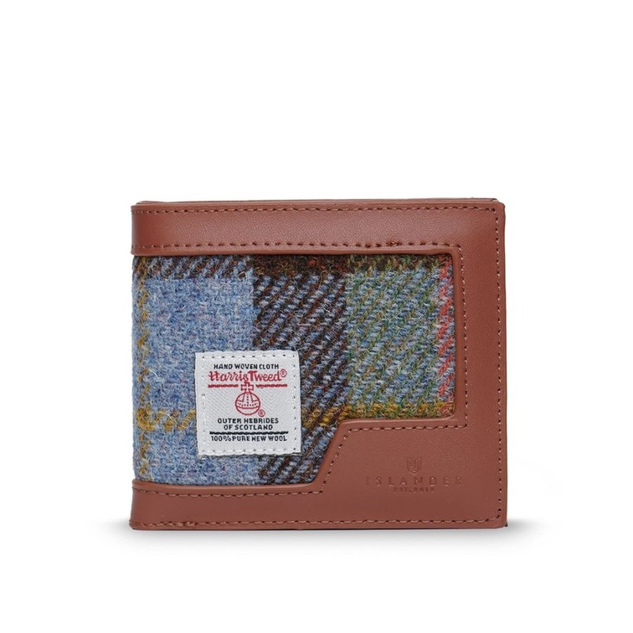 Wear Islander UK | Islander Uk Harris Tweed Chestnut & Blue Tartan Men'S Wallet