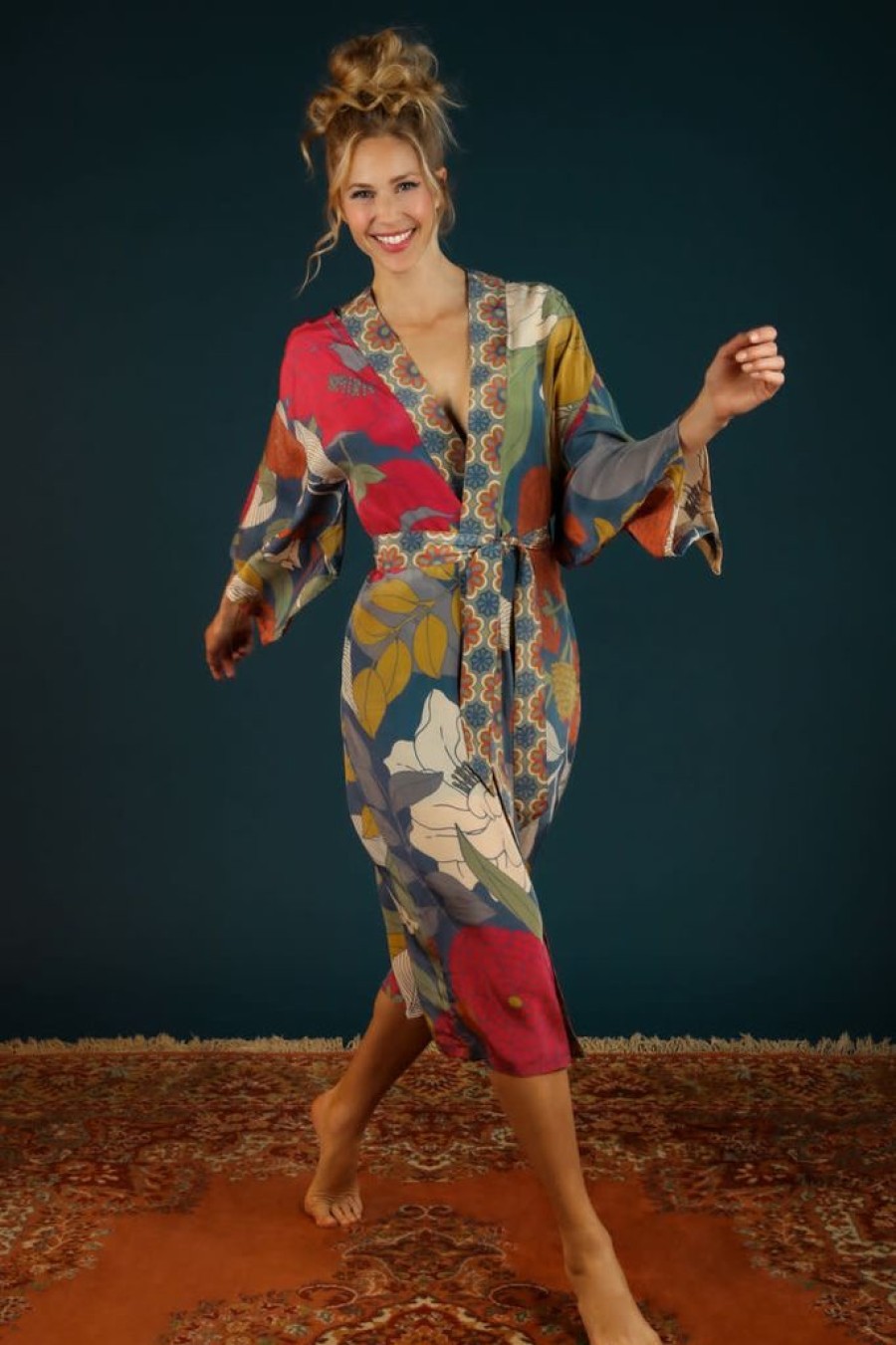 Wear Powder UK | Powder Uk Winter Floral Kimono Gown - Heather