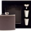 Tabletop British Isles | Black Leather Flask Set With 2 Shot Glasses And Funnel