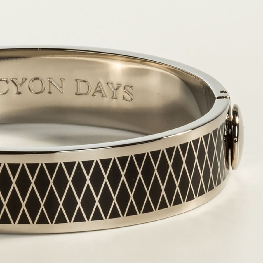 Wear Halcyon Days Bracelets & Bangles | Halcyon Days 13Mm Parterre Black And Palladium Hinged Bangle