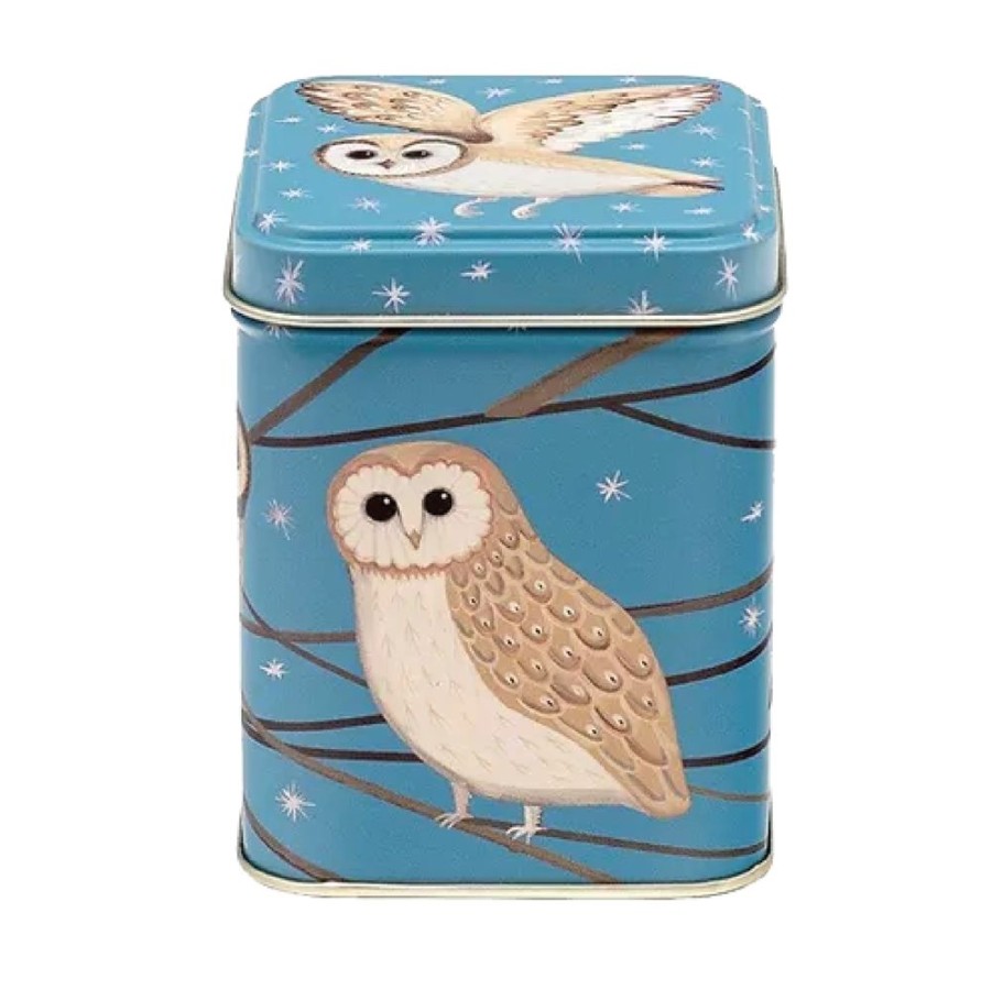 Tea Time British Isles Tea Tins & Storage Jars | Dog & Dome Owl Small Square Tin