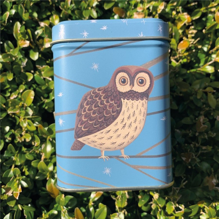 Tea Time British Isles Tea Tins & Storage Jars | Dog & Dome Owl Small Square Tin