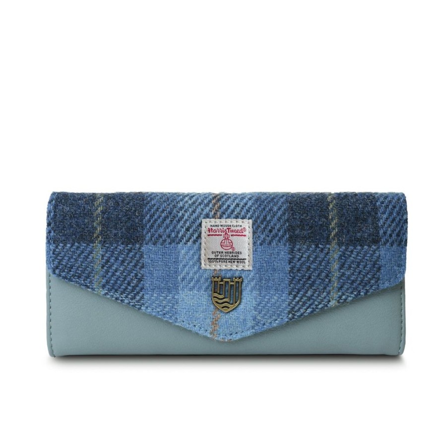 Wear Islander UK | Islander Uk Harris Tweed Blue Tartan Large Clasp Purse