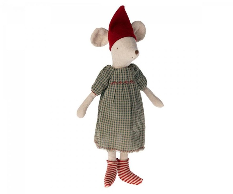 Children Maileg | Maileg Christmas Mouse, Medium - Girl (Dress)