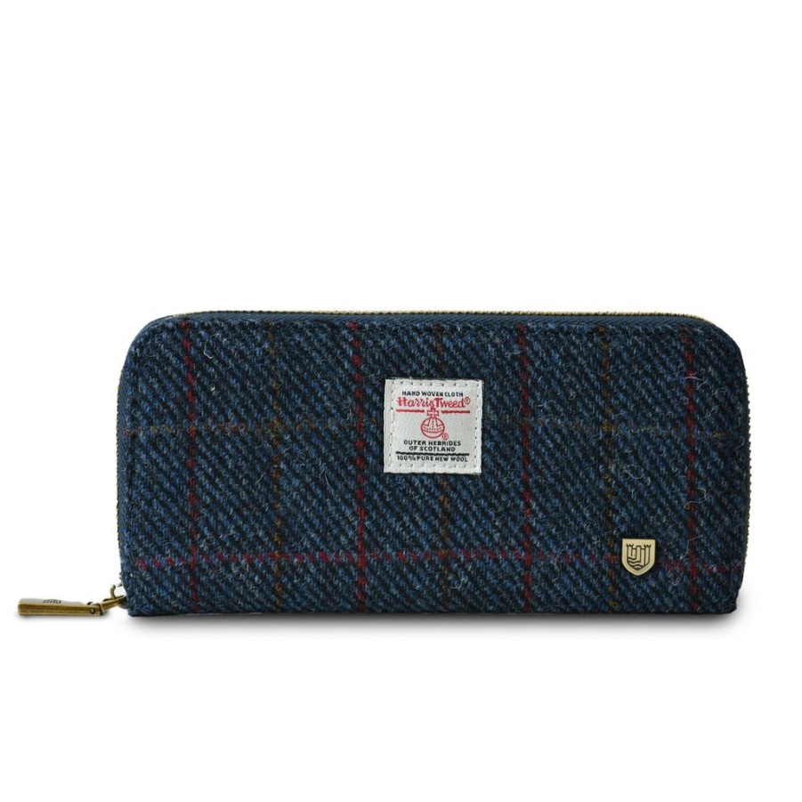 Wear Islander UK | Islander Uk Harris Tweed Navy Over-Check Long Purse