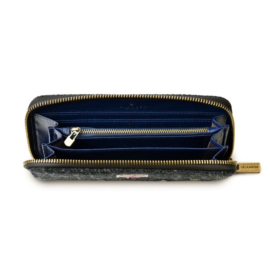 Wear Islander UK | Islander Uk Harris Tweed Navy Over-Check Long Purse