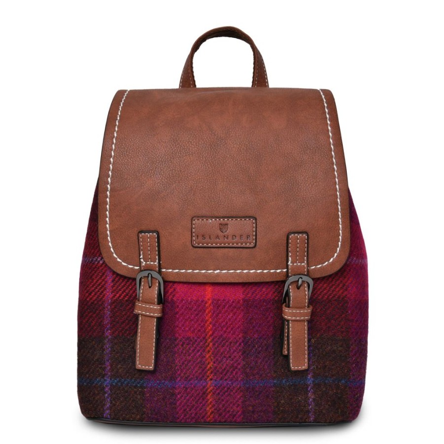 Wear Islander UK | Islander Uk Harris Tweed Fuchsia Tartan Jura Backpack